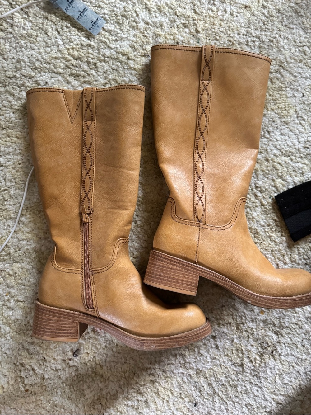 No Boundaries Tan Zip-Up Mid-Calf Boots - Picture 1 of 3